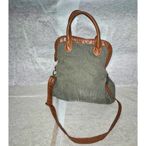 Olsenboye Mary-Kate & Ashley Canvas Satchel Bag Olive Green Boho Floral Y2K